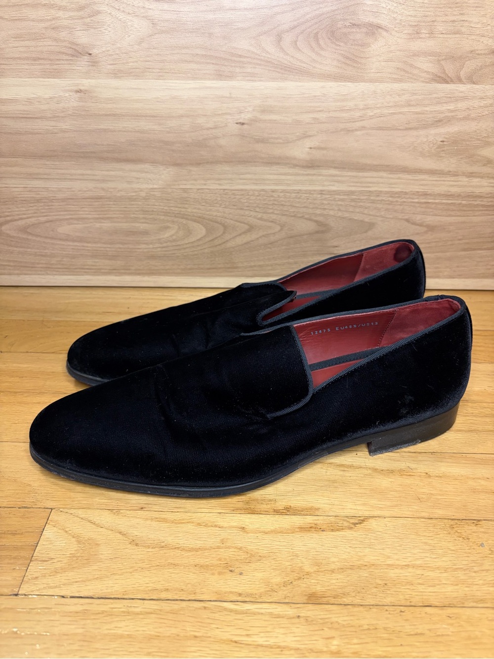 Magnanni Dorio Venetian Men's Black Velvet Slip-On Loafers - Size 13